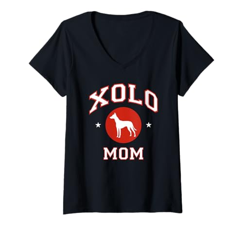 Damen Xoloitzcuintli Mama Xolo Mama T-Shirt mit V-Ausschnitt Damen Xoloitzcuintli Mama Xolo Mama T-Shirt mit V-Ausschnitt von Miller Sye