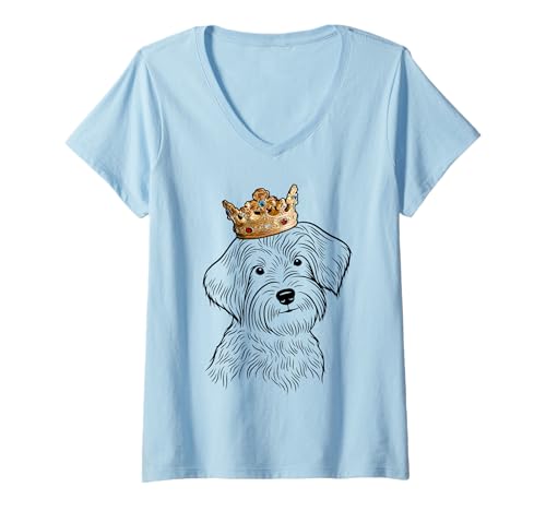 Damen Yorkiepoo Hund trägt eine Krone T-Shirt mit V-Ausschnitt Damen Yorkiepoo Hund trägt eine Krone T-Shirt mit V-Ausschnitt von Miller Sye