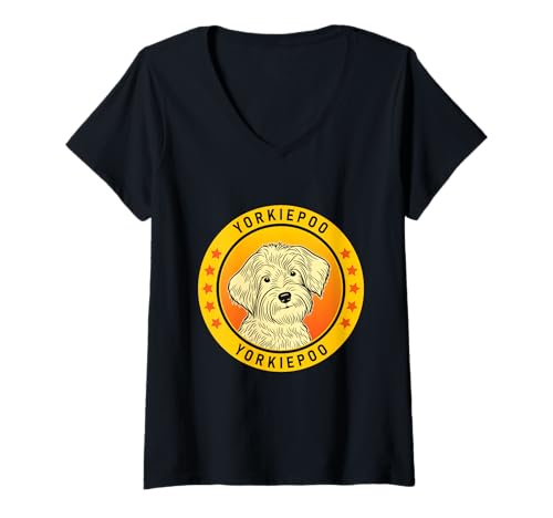 Damen Yorkiepoo Hundeporträt T-Shirt mit V-Ausschnitt Damen Yorkiepoo Hundeporträt T-Shirt mit V-Ausschnitt von Miller Sye