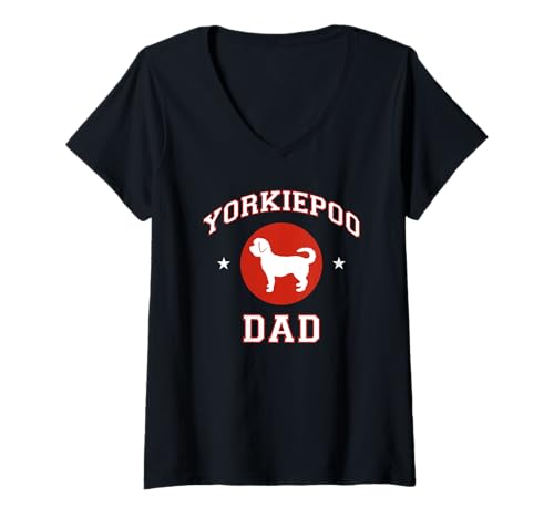 Damen Yorkiepoo Papa T-Shirt mit V-Ausschnitt Damen Yorkiepoo Papa T-Shirt mit V-Ausschnitt von Miller Sye
