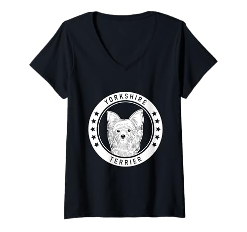 Damen Yorkshire Terrier Hundeporträt T-Shirt mit V-Ausschnitt Damen Yorkshire Terrier Hundeporträt T-Shirt mit V-Ausschnitt von Miller Sye