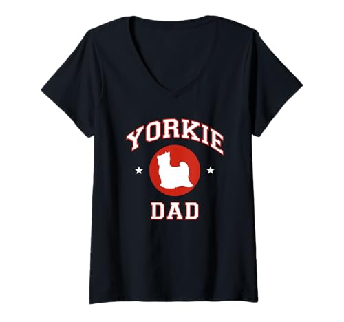Damen Yorkshire Terrier Papa Yorkie Hund T-Shirt mit V-Ausschnitt Damen Yorkshire Terrier Papa Yorkie Hund T-Shirt mit V-Ausschnitt von Miller Sye