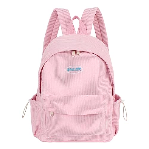 MilyaDE Cord Schulrucksack Reisen Causal Rucksackhandtsche Tagesrucksack Büchertasche Laptoptasche für Damen Mädchen Teenager, Rosa von MilyaDE