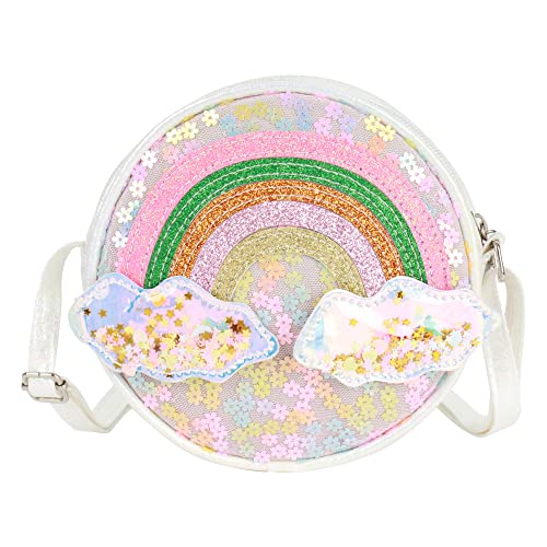 MilyaDE Mädchen Pailletten Umhängetasche Flügel Glitzer Prinzessin Mini Taschen Cross Body Schultertasche, Weiß von MilyaDE