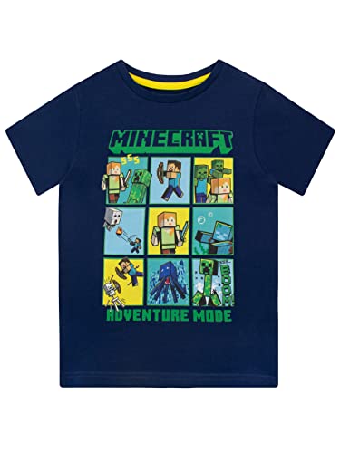 Minecraft Jungen Creeper and Steve T-Shirt Blau 104 von Minecraft