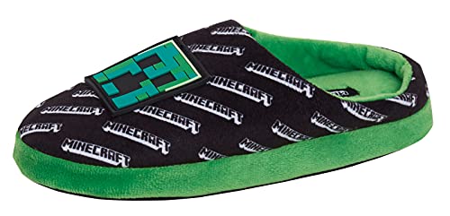 Minecraft Jungen Hausschuhe Kinder Creeper Gaming Open Back Pantoletten Slip On Hausschuhe, Schwarz , 28 EU von Minecraft