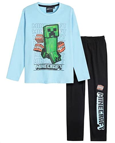 Minecraft Kinder Pyjama Langer Schlafanzug für Jungen + Mädchen 12 Jahre Größen 152 cm Sky hellblau von Minecraft