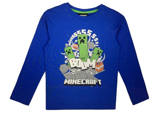 Minecraft Langarmshirt dunkelblau (DE/NL/SE/PL, Numerisch, 128, 134, Regular, blau) von Minecraft