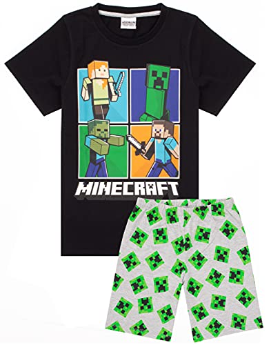 Minecraft Pyjamas Jungen 4 Design Optionen Kinder Top Shorts Gamer PJS 10-11 Jahre von Minecraft