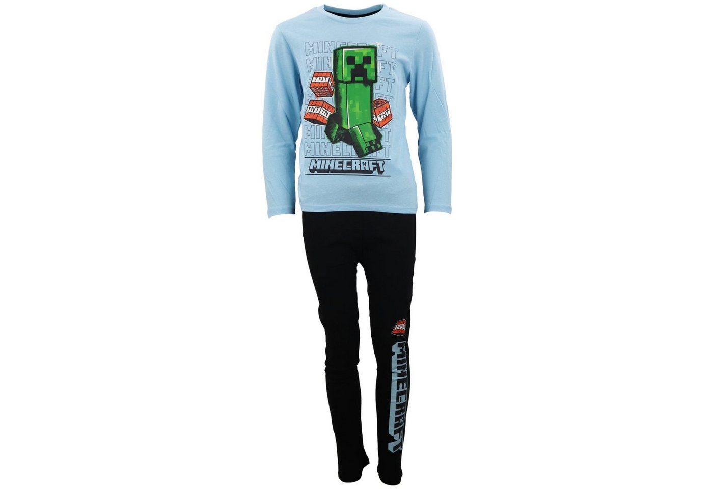 Minecraft Schlafanzug Minecraft Creeper Jungen Kinder Pyjama lang Gr. 116 bis 152, 100% Baumwolle von Minecraft