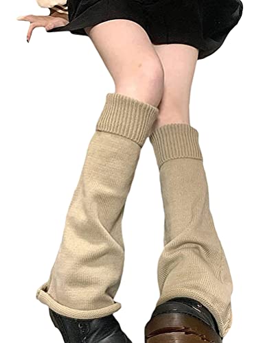 Minetom 1 Paar Stulpen Damen Lolita Stulpen Leg Warmers Beinwärmer Winter Beinstulpen Stricken Legwarmers Gothic Stiefel Boot Abdeckung Für Studenten Mädchen A1 Khaki Einheitsgröße von Minetom