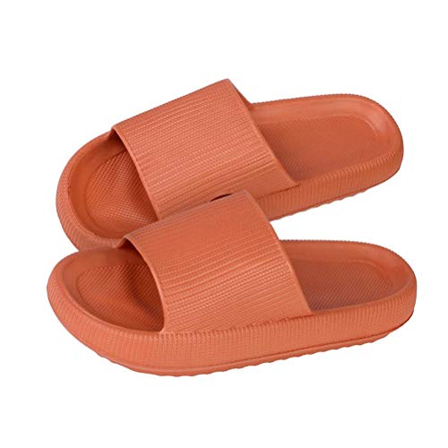 Minetom Badeschlappen Damen Herren Sandalen Sommer Unisex Badeschuhe Home Slippers Badelatschen Gartenschuhe rutschfest Pantoffeln Indoor Hausschuhe cloudyzz Schlappen A Orange 34/35 EU von Minetom