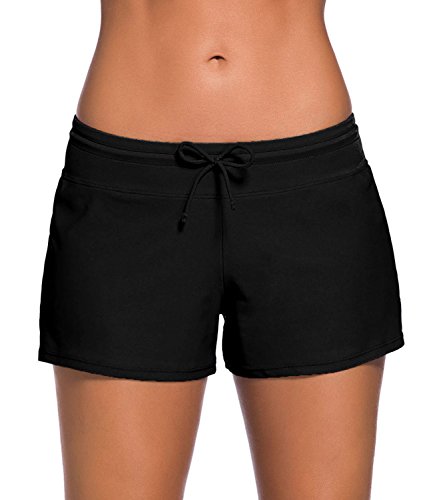 Minetom Bikini Damen Badeshorts Schwimmen Bikinihose Wassersport Schwimmshorts Boardshorts Badehose Sport Swim Shorts Schwarz DE 34 von Minetom