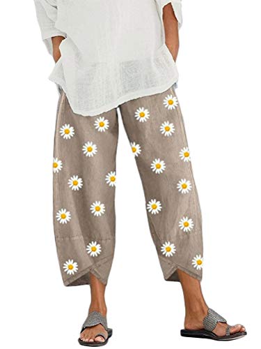 Minetom Damen 7/8 Jogginghose Haremshose Baggy Mit Taschen Pumphose Elegant Sommerhose Leichte Yoga Freizeithose Gänseblümchen Druck Strand Hose C Khaki Large Minetom Damen 7/8 Jogginghose Haremshose Baggy Mit Taschen Pumphose Elegant Sommerhose Leichte Yoga Freizeithose Gänseblümchen Druck Strand Hose C Khaki Large von Minetom