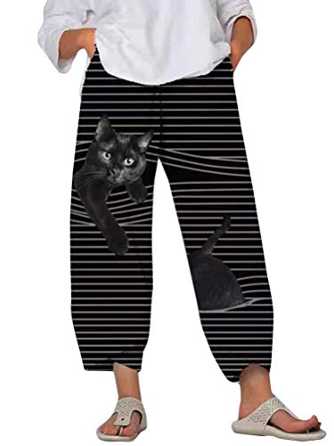 Minetom Damen 7/8 Jogginghose Haremshose Baggy Mit Taschen Pumphose Sommerhose Leichte Yoga Freizeithose Tierdruck Strand Hose A Schwarz XL Minetom Damen 7/8 Jogginghose Haremshose Baggy Mit Taschen Pumphose Sommerhose Leichte Yoga Freizeithose Tierdruck Strand Hose A Schwarz XL von Minetom