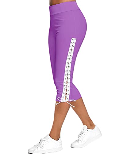 Minetom Damen Capri 3/4 Yoga Hose Kurze Sommer Stretch Stoffhose Mit Verband Hollow Sommerhose Leggings Freizeithose High Waist Jogginghose A Violett L Minetom Damen Capri 3/4 Yoga Hose Kurze Sommer Stretch Stoffhose Mit Verband Hollow Sommerhose Leggings Freizeithose High Waist Jogginghose A Violett L von Minetom