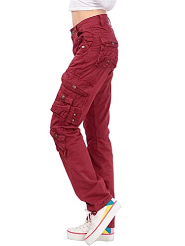 Minetom Damen Cargo Hosen Multi Taschen Jogginghose Loose Sporthose High Waist Bequem Lange Hosen Freizeithose Einfarbig Outdoorhose Arbeitshose Y3 Weinrot M Minetom Damen Cargo Hosen Multi Taschen Jogginghose Loose Sporthose High Waist Bequem Lange Hosen Freizeithose Einfarbig Outdoorhose Arbeitshose Y3 Weinrot M von Minetom