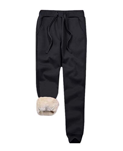 Minetom Damen Frauen Warme Gefüttert Jogginghose Kordelzug Sportlich Jogger Fleece Hosen Winter Stretch Sporthose Trainingshose mit Taschen A Schwarz XL Minetom Damen Frauen Warme Gefüttert Jogginghose Kordelzug Sportlich Jogger Fleece Hosen Winter Stretch Sporthose Trainingshose mit Taschen A Schwarz XL von Minetom