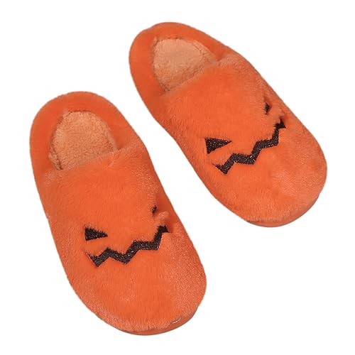 Minetom Damen Halloween Hausschuhe Winter Plüsch Warm Memory Foam Pantoletten Kürbis Spooky Slides Frauen Slippers C Orange 39/40 EU von Minetom