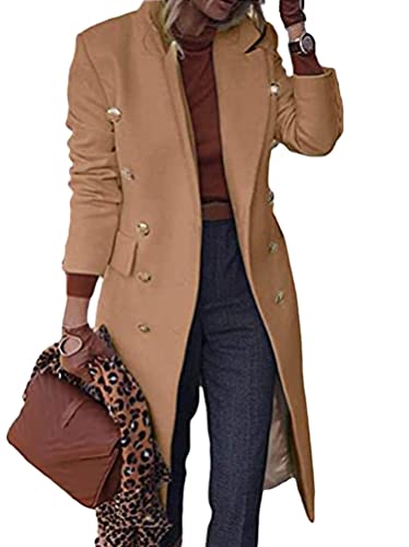 Minetom Damen Jacke Zweireihige Mittellange Mantel Elegant Langer Blazer Langarm Slim Fit Einfarbig Trenchcoat A Khaki XXL Minetom Damen Jacke Zweireihige Mittellange Mantel Elegant Langer Blazer Langarm Slim Fit Einfarbig Trenchcoat A Khaki XXL von Minetom