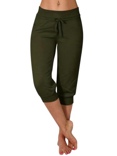 Minetom Damen Jogginghose 3/4 Capri Hose Sporthose Leicht Sommerhose Mit Kordelzug Strandhose Trainingshose Yogahose Pyjamahose Freizeit Hose Mit Tasche A Dunkelgrün L Minetom Damen Jogginghose 3/4 Capri Hose Sporthose Leicht Sommerhose Mit Kordelzug Strandhose Trainingshose Yogahose Pyjamahose Freizeit Hose Mit Tasche A Dunkelgrün L von Minetom