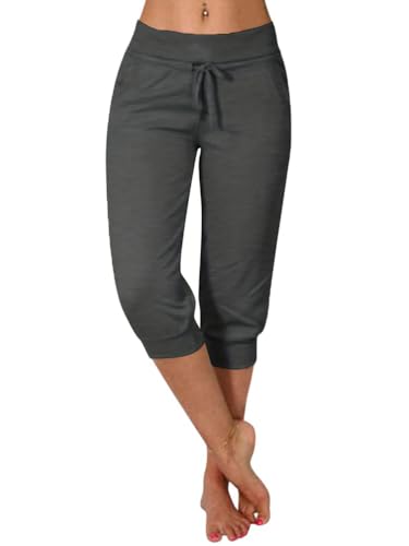 Minetom Damen Jogginghose 3/4 Capri Hose Sporthose Leicht Sommerhose Mit Kordelzug Strandhose Trainingshose Yogahose Pyjamahose Freizeit Hose Mit Tasche B Dunkelgrau L Minetom Damen Jogginghose 3/4 Capri Hose Sporthose Leicht Sommerhose Mit Kordelzug Strandhose Trainingshose Yogahose Pyjamahose Freizeit Hose Mit Tasche B Dunkelgrau L von Minetom
