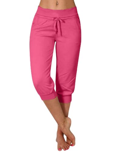 Minetom Damen Jogginghose 3/4 Capri Hose Sporthose Leicht Sommerhose Mit Kordelzug Strandhose Trainingshose Yogahose Pyjamahose Freizeit Hose Mit Tasche B Rosa XXL Minetom Damen Jogginghose 3/4 Capri Hose Sporthose Leicht Sommerhose Mit Kordelzug Strandhose Trainingshose Yogahose Pyjamahose Freizeit Hose Mit Tasche B Rosa XXL von Minetom
