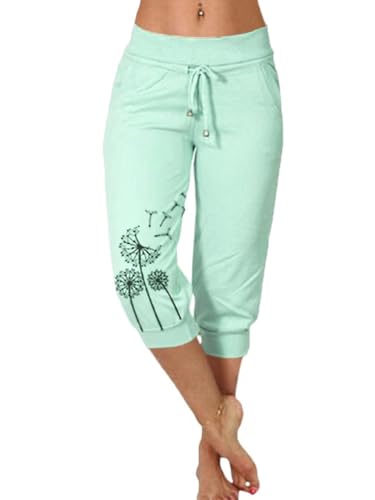 Minetom Damen Jogginghose 3/4 Capri Hose Sporthose Leicht Sommerhose Mit Kordelzug Strandhose Trainingshose Yogahose Pyjamahose Freizeit Hose Mit Tasche C Grün XXL Minetom Damen Jogginghose 3/4 Capri Hose Sporthose Leicht Sommerhose Mit Kordelzug Strandhose Trainingshose Yogahose Pyjamahose Freizeit Hose Mit Tasche C Grün XXL von Minetom