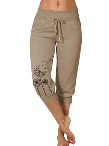 Minetom Damen Jogginghose 3/4 Capri Hose Sporthose Leicht Sommerhose Mit Kordelzug Strandhose Trainingshose Yogahose Pyjamahose Freizeit Hose Mit Tasche C Khaki M Minetom Damen Jogginghose 3/4 Capri Hose Sporthose Leicht Sommerhose Mit Kordelzug Strandhose Trainingshose Yogahose Pyjamahose Freizeit Hose Mit Tasche C Khaki M von Minetom