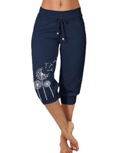 Minetom Damen Jogginghose 3/4 Capri Hose Sporthose Leicht Sommerhose Mit Kordelzug Strandhose Trainingshose Yogahose Pyjamahose Freizeit Hose Mit Tasche C Marine XXL Minetom Damen Jogginghose 3/4 Capri Hose Sporthose Leicht Sommerhose Mit Kordelzug Strandhose Trainingshose Yogahose Pyjamahose Freizeit Hose Mit Tasche C Marine XXL von Minetom
