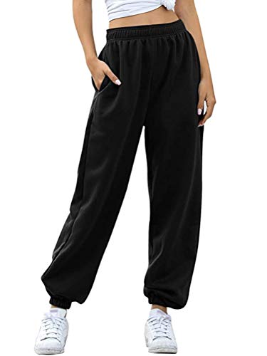 Minetom Damen Jogginghose Sporthose Elastischer Bund Traininghose mit Taschen Sweathose Freizeithosen Langhosen Hohe Taille Fitnesshosen Indoor Outdoor Hosen A Schwarz Normal Small Minetom Damen Jogginghose Sporthose Elastischer Bund Traininghose mit Taschen Sweathose Freizeithosen Langhosen Hohe Taille Fitnesshosen Indoor Outdoor Hosen A Schwarz Normal Small von Minetom