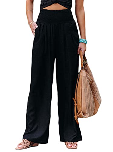 Minetom Damen Leinenhose Leichte Sommer Hohe Taille Hose mit Weitem Bein Elastisch Weich Bequem Baumwolle Leinen Strandhose Jogginghose Freizeithose B Schwarz XXL Minetom Damen Leinenhose Leichte Sommer Hohe Taille Hose mit Weitem Bein Elastisch Weich Bequem Baumwolle Leinen Strandhose Jogginghose Freizeithose B Schwarz XXL von Minetom