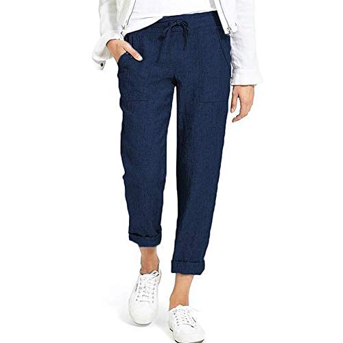 Minetom Damen Leinenhose Sommerhosen 7/8 Länge Leichte Strandhose Weich Bequem Loose Einfarbig Freizeithose Jogginghose Haremshose Mit Kordelzug Minetom Damen Leinenhose Sommerhosen 7/8 Länge Leichte Strandhose Weich Bequem Loose Einfarbig Freizeithose Jogginghose Haremshose Mit Kordelzug von Minetom