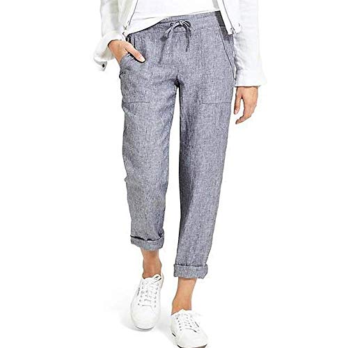 Minetom Damen Leinenhose Sommerhosen 7/8 Länge Leichte Strandhose Weich Bequem Loose Einfarbig Freizeithose Jogginghose Haremshose Mit Kordelzug Minetom Damen Leinenhose Sommerhosen 7/8 Länge Leichte Strandhose Weich Bequem Loose Einfarbig Freizeithose Jogginghose Haremshose Mit Kordelzug von Minetom