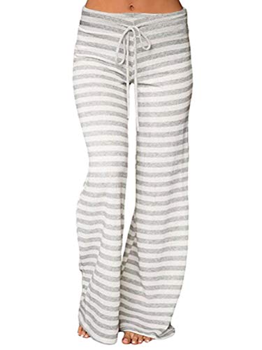 Minetom Damen Lose Lange Stretch Weites Bein Hose Trainingshose Fitness Freizeit Sport Yoga Pilates Streifen Weich Hosenrock mit Kordelzug B Grau X-Small Minetom Damen Lose Lange Stretch Weites Bein Hose Trainingshose Fitness Freizeit Sport Yoga Pilates Streifen Weich Hosenrock mit Kordelzug B Grau X-Small von Minetom