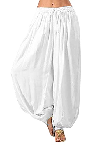 Minetom Damen Pumphose Haremshose Yoga Hose Leichte Sommerhose Sporthose Yogahose Locker Baggy Strandhose Pluderhose Freizeithose Weiß XL Minetom Damen Pumphose Haremshose Yoga Hose Leichte Sommerhose Sporthose Yogahose Locker Baggy Strandhose Pluderhose Freizeithose Weiß XL von Minetom