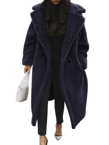 Minetom Damen Teddy Fleece Mantel Oversized Jacke Lang Flauschige Warme Winter Mit Taschen Winterjacke Revers Parka Plüschjacke Plüschmantel Cardigan Outwear A Marine M Minetom Damen Teddy Fleece Mantel Oversized Jacke Lang Flauschige Warme Winter Mit Taschen Winterjacke Revers Parka Plüschjacke Plüschmantel Cardigan Outwear A Marine M von Minetom