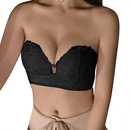 Minetom Damen Trägerloser Gepolster BH Atmungsaktiv Stretch Ohne Träger Ohne Bügel Bra Frauen Frontverschluss Tube Top Push Up Lingerie Bralette Bandeau C Schwarz S Minetom Damen Trägerloser Gepolster BH Atmungsaktiv Stretch Ohne Träger Ohne Bügel Bra Frauen Frontverschluss Tube Top Push Up Lingerie Bralette Bandeau C Schwarz S von Minetom