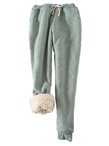 Minetom Damen Warme Gefüttert Jogginghose Kordelzug Sportlich Jogger Fleece Hosen Frauen Winter Stretch Sporthose Trainingshose mit Taschen C Grün XXL Minetom Damen Warme Gefüttert Jogginghose Kordelzug Sportlich Jogger Fleece Hosen Frauen Winter Stretch Sporthose Trainingshose mit Taschen C Grün XXL von Minetom