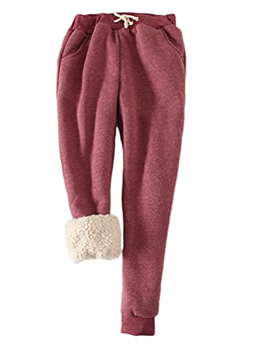 Minetom Damen Warme Gefüttert Jogginghose Kordelzug Sportlich Jogger Fleece Hosen Frauen Winter Stretch Sporthose Trainingshose mit Taschen C Weinrot M Minetom Damen Warme Gefüttert Jogginghose Kordelzug Sportlich Jogger Fleece Hosen Frauen Winter Stretch Sporthose Trainingshose mit Taschen C Weinrot M von Minetom