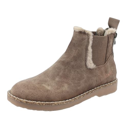 Minetom Damen Winterstiefel Chelsea Boots Warm Gefütterte Schneestiefel Winterschuhe Winter Kurzschaft Stiefel Reißverschluss Boots Schuhe A Khaki 43 EU von Minetom