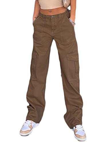 Minetom Freizeithosen Damen Cargo Hose Sweathose Elastische Jogginghose Cargohose Sport Hosen Yogahose Sommerhose mit Taschen P Braun L Minetom Freizeithosen Damen Cargo Hose Sweathose Elastische Jogginghose Cargohose Sport Hosen Yogahose Sommerhose mit Taschen P Braun L von Minetom