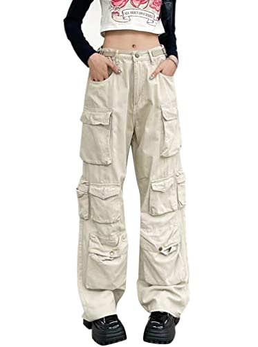 Minetom Freizeithosen Damen Jeanshosen Cargo Hose Jogginghose Cargohose Multi Taschen Denim Hose Straight Baggy Jeans Hosen Streetwear B Beige M Minetom Freizeithosen Damen Jeanshosen Cargo Hose Jogginghose Cargohose Multi Taschen Denim Hose Straight Baggy Jeans Hosen Streetwear B Beige M von Minetom