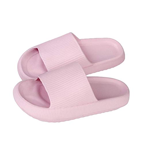 Minetom Herren Damen Badeschuhe Badeschlappen Slippers Sommer Streifen Hausschuhe Home Slippers rutschfeste Pantoletten Badelatschen Strand Sandale A Pink 40/41 EU von Minetom