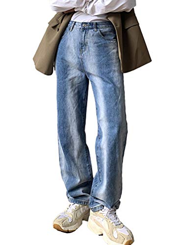 Minetom Herren Jeans Casual Relaxed Fit Jeanshose Denim Hosen Baggy Jeans Hose mit Weitem Bein Straight Leg Vintage Streetwear Z3 Blau XXL von Minetom