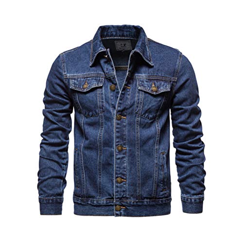 Minetom Herren Jeansjacke Strickjacke Jacke Sweatjacke Freizeitjacke Knöpfe Denim Jacke Jeans Trucker Jacke Übergangsjacke A Dunkelblau L von Minetom