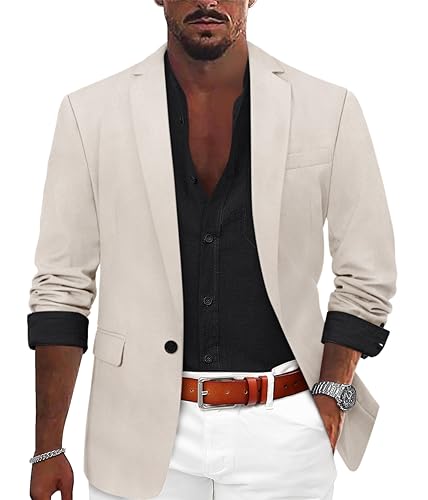 Minetom Herren Regular Fit Anzug Sakko 1 Knöpfe Freizeit Für Männer Klassisch Jacke Für Hochzeit Business Anzugjacke A Aprikose XL von Minetom