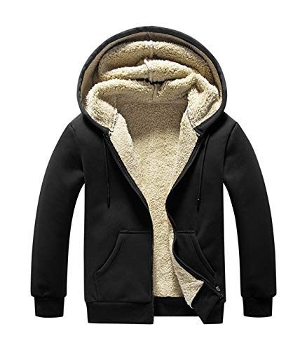 Minetom Hoodies Herren Kapuzenpullover mit Reißverschluss Langarm Kapuzenjacke Winter Warm Fleece Gefüttert Sweatjacke Mantel B Schwarz XS von Minetom