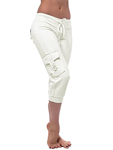 Minetom Jogginghose Damen Yoga Hose Mit Taschen Kordelzug Sporthose Frauen Sweatpants Elastischer Bund Freizeithose A Weiß XXL Minetom Jogginghose Damen Yoga Hose Mit Taschen Kordelzug Sporthose Frauen Sweatpants Elastischer Bund Freizeithose A Weiß XXL von Minetom