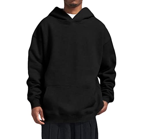 Minetom Kapuzenpullover Herren Hoodie Oversized Fit Schwerer Stoff Einfarbiger Basic Sweatshirt Premium Herren Damen Kapuzenpulli Unisex Hochwertig und Soft Heavy Stoff Mit Kapuze A Schwarz s von Minetom